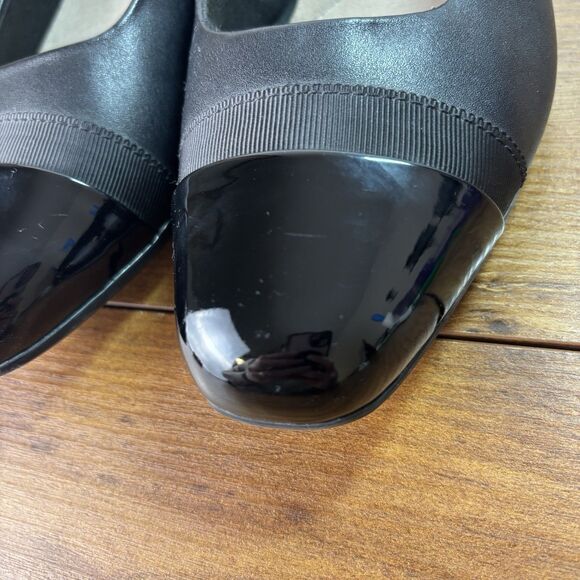 Clarks Womens Juliet Monte Ballet Flat Size 9 M Black Leather Cap Toe Shoe - Picture 4 of 11